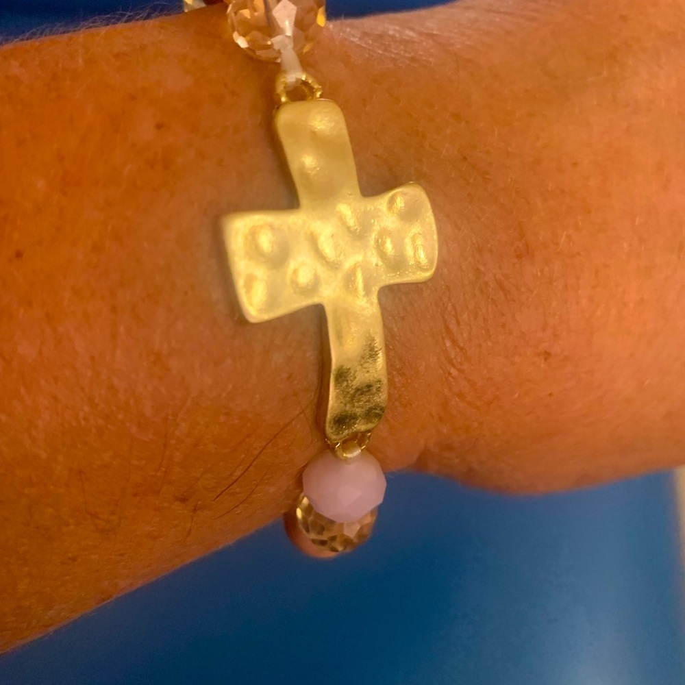 Super cute copper Cross bracelets with multiple color beads